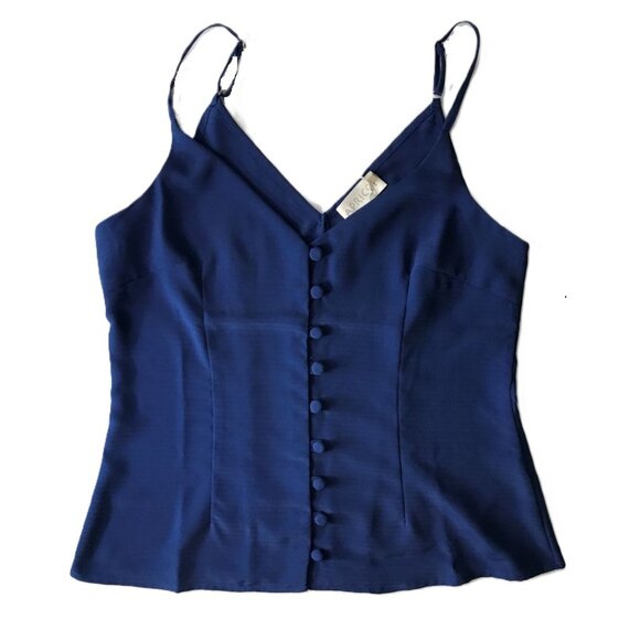 APRICOT Tops - Apricot French Blue Button Up Satin Finish Blouse - Size XS - NWT - Coquette